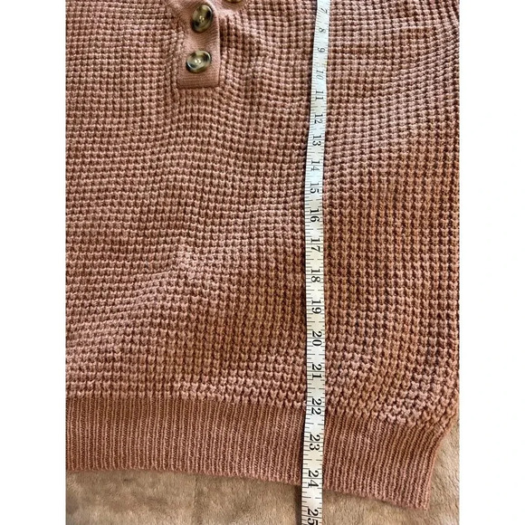 Listicle V-Neck Waffle Sweater Size Small Pullover Fall Warm Buttons - Picture 6 of 6